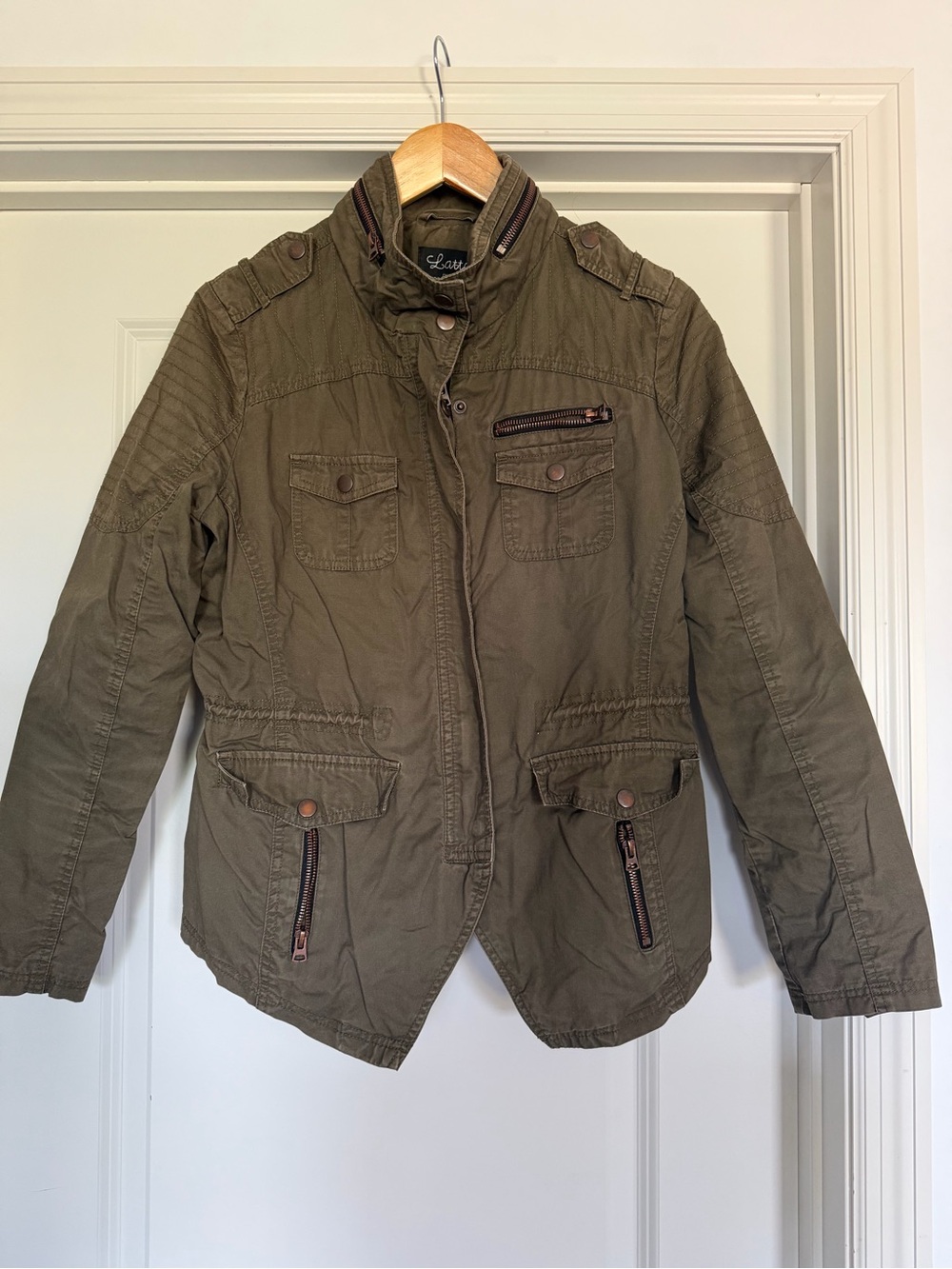 Olive Green Utility Jacket with Zip Pockets